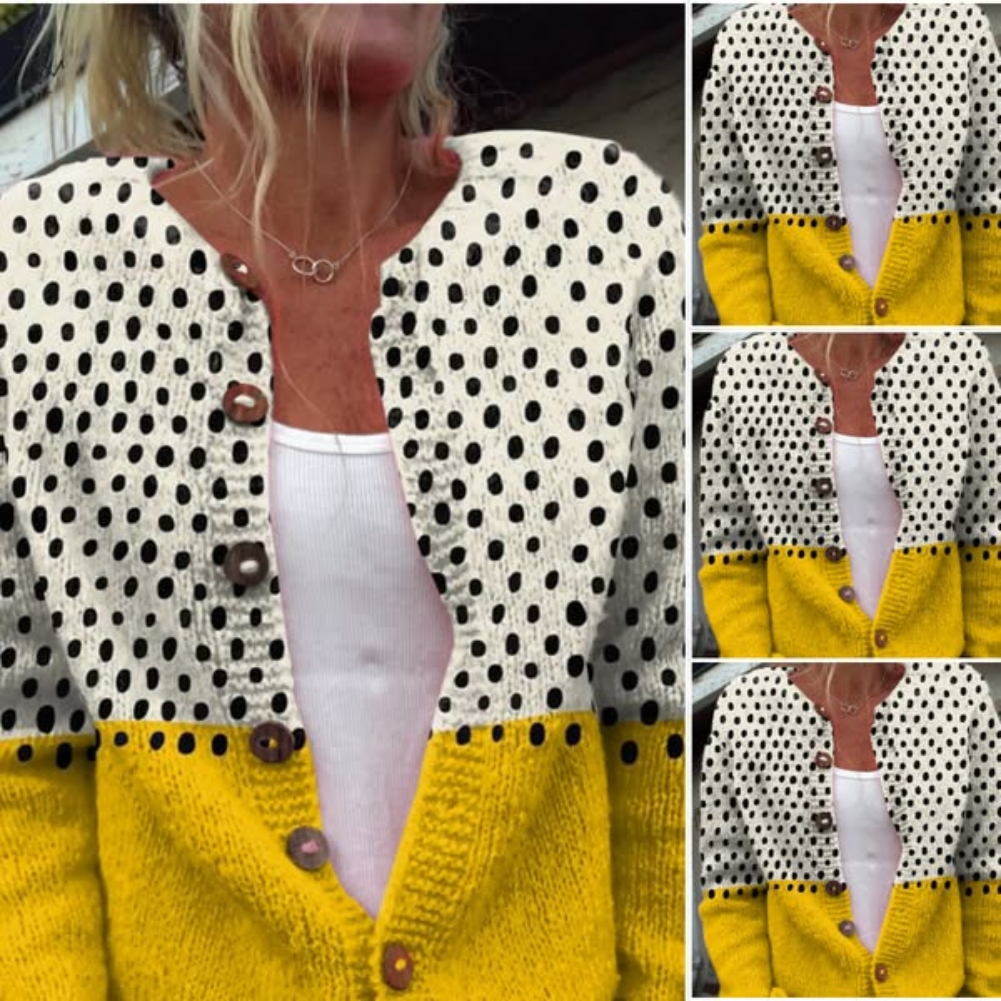 Georgia | Geometrische Strickjacke mit Spangendetail in Senfgelb