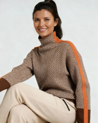 Malou | Pullover mit Rollkragen und auffälligen kontrastierenden Streifen