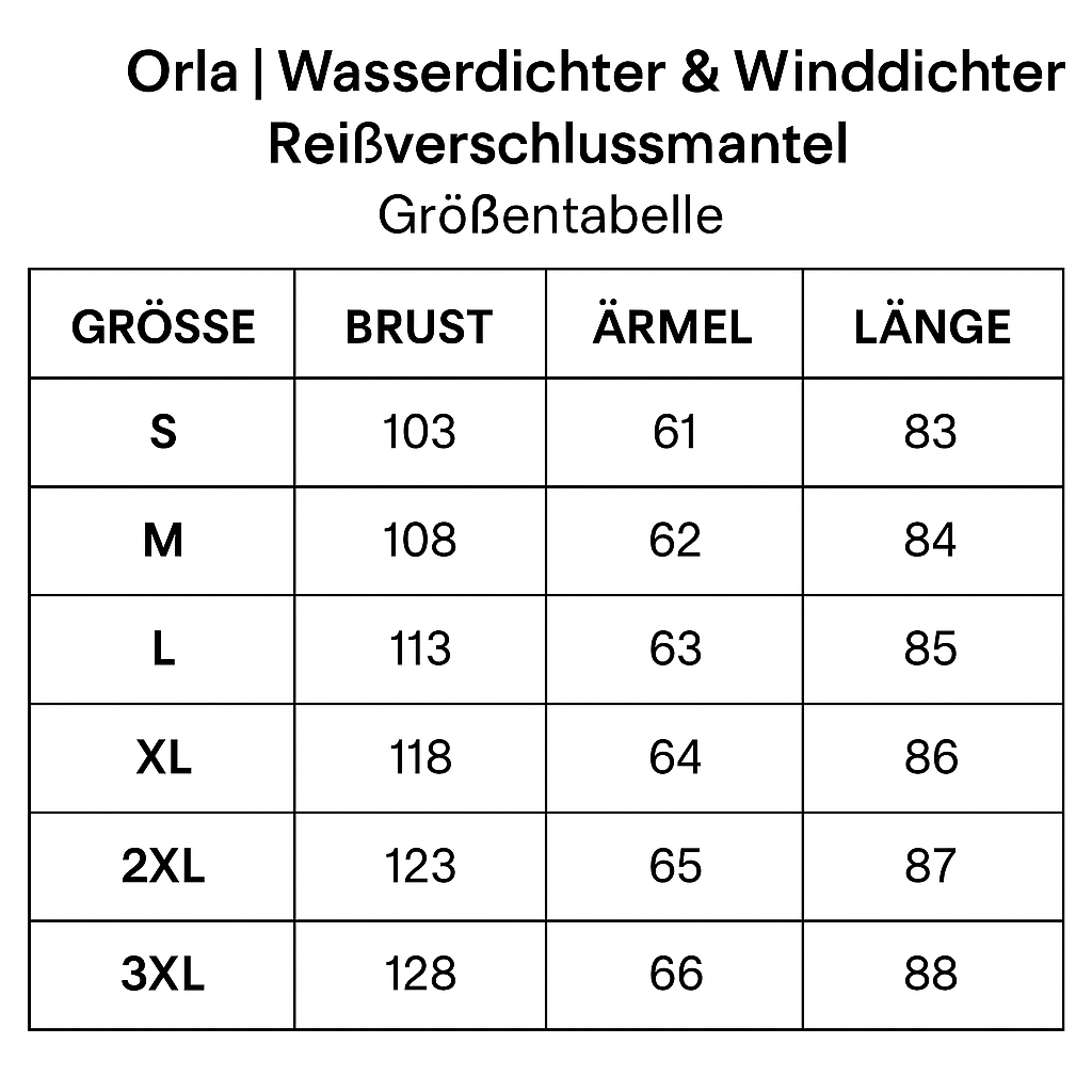 Orla | Wasserdichter & Winddichter Reißverschlussmantel