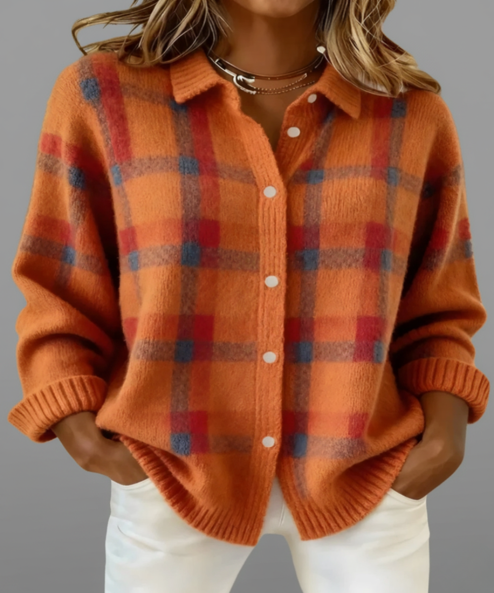 Avora – Weicher karierter Strickjacke