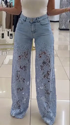 Leni - Moderne Jeans mit Spitzenaufnähern