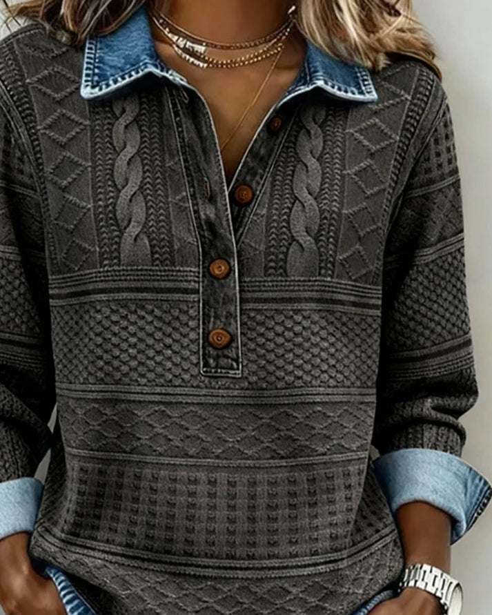 Sofia | Moderner Pullover mit halben Knöpfen